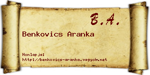 Benkovics Aranka névjegykártya